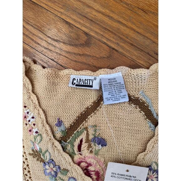 NWT Vintage Capacity Hand Embroidered Dainty Floral Cardigan Size M - Picture 5 of 9
